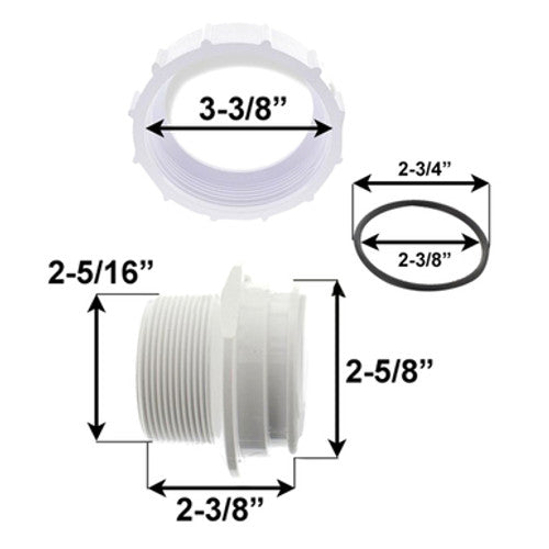 Pentair 271092Z 2" Valve Adapter Threaded Pair Kit – Triton Ii Sid.E. Mount Filter Tr100 No Valve 2
