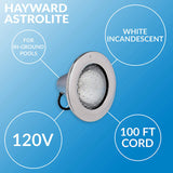 Hayward AstroLite Stainless Steel Pool Light 120V 500W 100' Cord | W3SP0583SL100